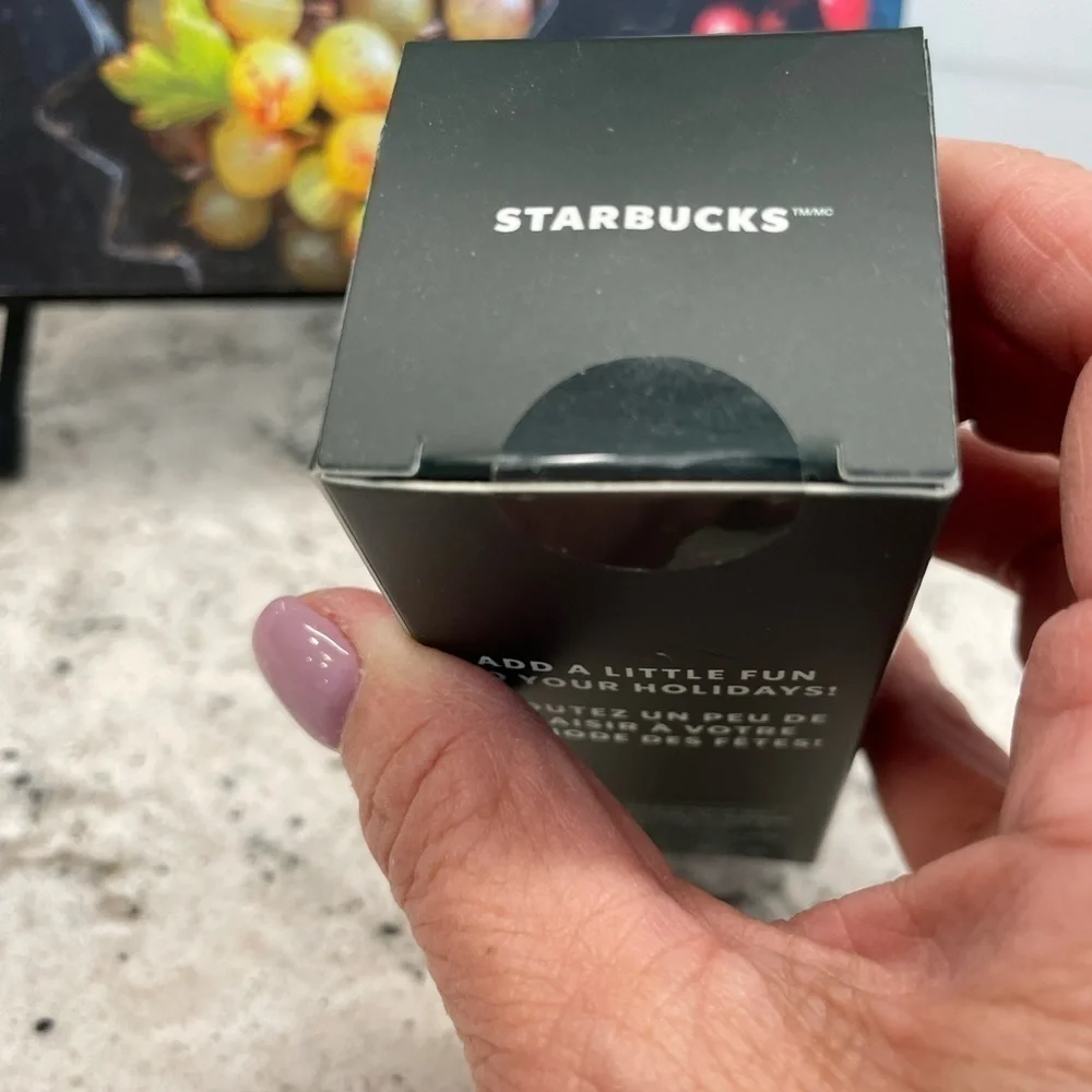 Starbucks 2023 Metallic Mirror Green Studded Bling Mini Keychain Ornament. NWT.